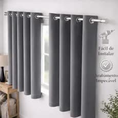 Cortina Blackout 100% Sala Quarto Veda Luz PVC Liso Impermeável Para Varão Simples Com Ilhós