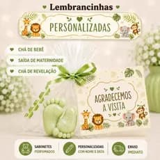 50 Sabonetes Perfumados com Mini Pezinhos para Lembrança de Chá de Fralda Safari 25 pares