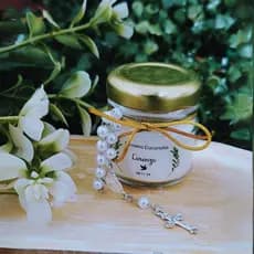2 Lembrancinha de Crisma com Mini Terço e Velas Perfumadas