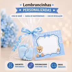 50 Mini Pezinhos Lembrancinha - Chá de Fralda (25 Pares) Sabonetes Perfumados, Revelação