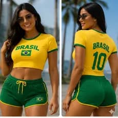 Conjuntos Feminino brasil Vintage bordado
