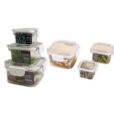 Conjunto Potes Hermeticos Quadrados Plastico Organizacao Conservacao Alimentos Cozinha