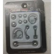 Kit de Piercing em Aço cirúrgico para Septo Nariz Orelha Língua
