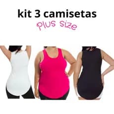 kit 3 regatas tapa bumbum PLUS SIZE básica crossfit academia beach tennis uv50+