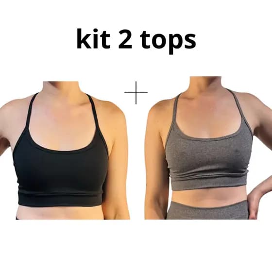 kit 2 tops fitness básico alcinha nadador academia crossfit beach tennis