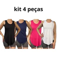 Kit 4 regatas fitness tapa bumbum básica crossfit beach tennis uv50+