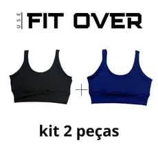 Kit 2 top cropped duplo sustentação forrado uv50+ academia básico