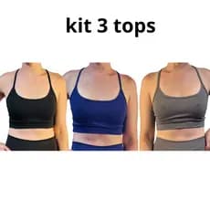 kit 3 tops fitness básico alcinha nadador academia crossfit beach tennis