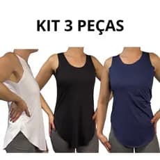 Kit 3 regatas fitness tapa bumbum academia crossfit beach tennis