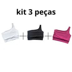 kit 3 tops fitness um ombro só duplo academia casual