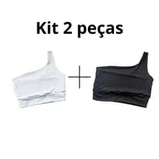 kit 2 tops fitness um ombro só duplo academia casual