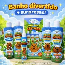 Kit intantil Shampoo e condicionador Sabonete líquido e Água de colônia Minha Amiga Capivara