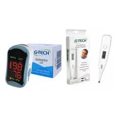 Kit Termômetro + Oxímetro G-tech Portátil Adulto E Infantil Branco E Azul