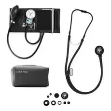 Kit Esfigmomanômetro + Estetoscópio Rappaport P.a. Med Color Preto Preto Black