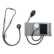 Kit Esfigmomanômetro + Estetoscópio Rappaport P.a. Med Color Cinza Linha Black