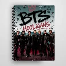 Caderno BTS K-Pop Personalizado Capa Dura 1 e 10 Matérias Escolar Universitário