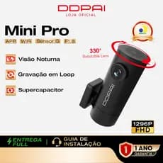 DDPAI Mini Pro Uber Câmera Veicular 2K Ângulo de 140° Dash Cam Wi-Fi Visão Noturna Monitoramento 24h