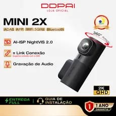DDPAI Mini 2X Câmera Veicular 1440P 2K QHD 360° Rotação Visão Noturna Superior 5G WiFi Controle APP