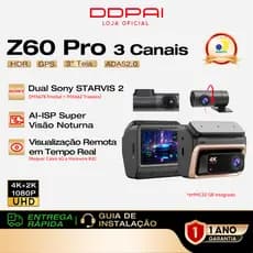 DDPAI Z60 Pro Câmera Veicular 3 Canais 4K+ 2K+ 1080P Sony sensor HDR WiFi GPS Visão Noturna