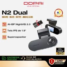 Câmera Veicular DDPAI N2 Dual 2k+1080p Uber App 1,9'' Tela Visão Noturna AI ISP Gravação em Loop