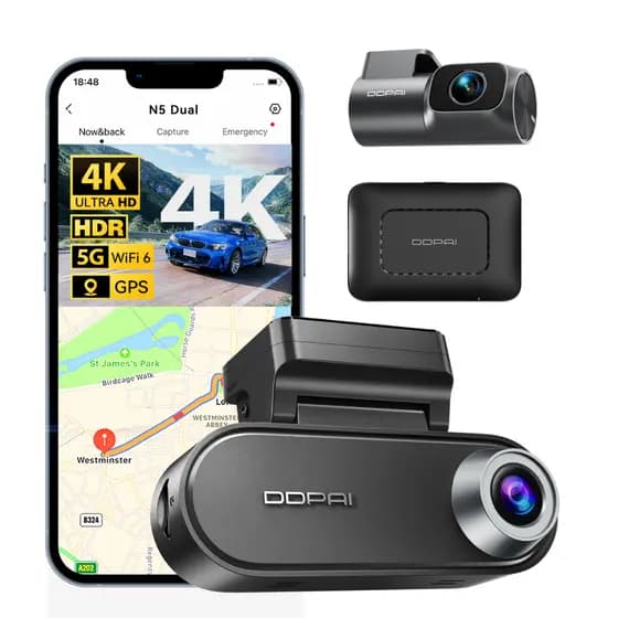 Câmera Veicular DDPAI N5 Dual 4G 2026 Monitoramento Remoto 4K HDR +1080P Visão Noturna 2.0 GPS Wi-Fi 5G APP ADAS