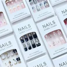 KIT 12/24/48/72 Unhas C/Cola Postiça Decorada Glitter Bailarina Quadrada Amendoada Francesinha Pintada  envia sortiada