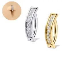 Piercing Umbigo Argola Click Pedra Zircônia Prata ou Dourado