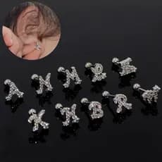 Piercing com modelos de letras Tragus /Cartilagem piercing com Zircão /cor Prata