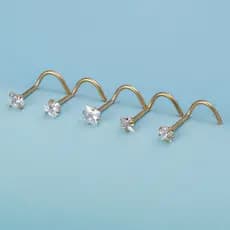 Piercing Nostril de Nariz Zircônia 5A de 3mm Estrela/Redondo/Quadrado/Coração em Aço Inoxidável Cirúrgico Dourado