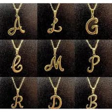 colar pingente Letra Inicial nome dourado folheado