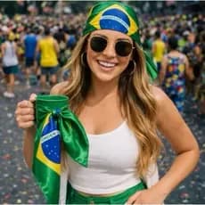 Lenço Multiuso de Seda Estamapa Bandeira do Brasil 50x50cm