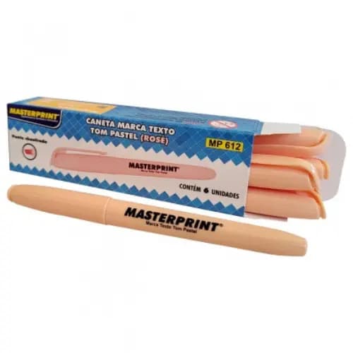 Marca Texto Rose Tom Pastel Ponta Chanfrada Masterprint MP 612 Caixa com 6 Canetas