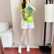 Novo estilo versão coreana Casual Wear moda mais magro olhar moda terno de duas peças na moda terno esportivo Shorts de