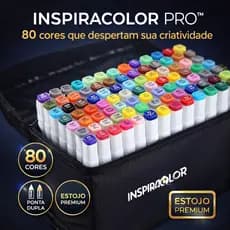 Kit 80 Canetas Ponta Dupla Estojo Organizador | Coloridos Brush Pen Desenho INSPIRACOLOR PRO