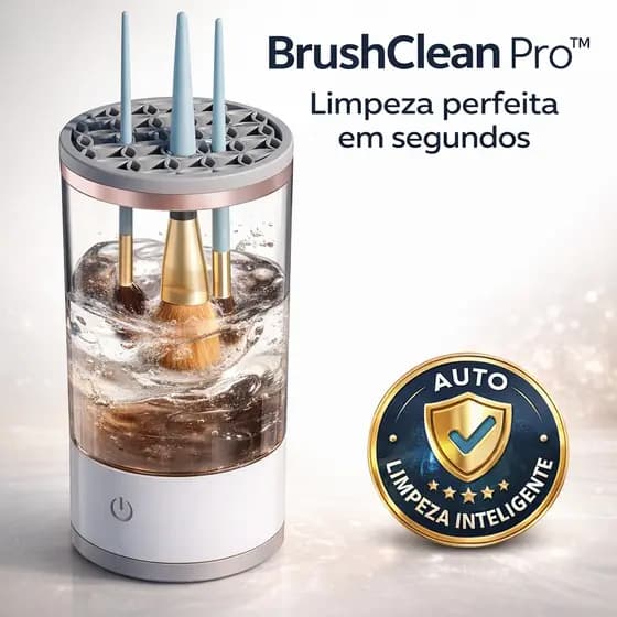 Limpador de Pincéis de Maquiagem BrushClean Pro™ Portátil Removedor de Sujeira Profissional Bivolt
