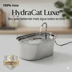 HydraCat Luxe™ Fonte Inox para Gatos Bivolt Água Corrente Silenciosa Antibacteriana Pet Premium