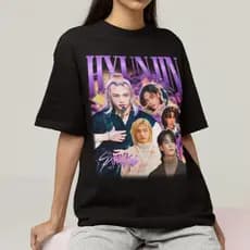 Camiseta Camisa  T-shirt Unissex Kpop Stray Kids Hyunjin Retro 100%algodão  Top Envio Imediato
