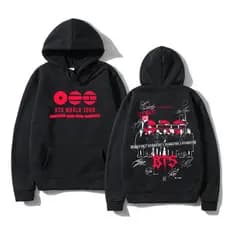 Blusa de Frio Moletom Canguru BTS World Tour Frente e Costa Datas Turnê Brasil 2026  KPOP Army Bangtan Com Bolso