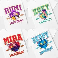 Camiseta Huntrix Guerreiras do Kpop Algodao Rumi, Zoey, Mira, Saja Boys Camisa100%Algodão Unissex Lançamento Moda Beleza