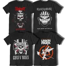 Camisetas Pretas Bandas Slipknot & Iron Maiden, Guns N' Roses Camisa T-shirt Algodão 100% Linkin Park & ACDC Niravana Banda De Rock N´ Roll Moda Punk
