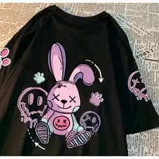 Camiseta Oversized Coelho Emoji Patinhas Camisa Streetwear 100% Algodão Blusa Unissex Envio Rápido