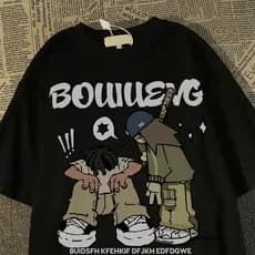 Camiseta Americana Retrô Cartoon 100% Algodão Camiseta de Manga Curta Blusa Feminina Masculina Unissex T-shirt Summer Loose 2024