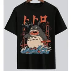 T-shirt Mangá Totoro Camiseta Anime Amigo Totoro Londres Blusa Japonesa Filme Camisa Retro Antigo Básica 100% ALGODÃO