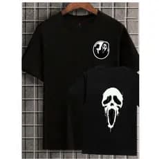 Camisetas Pretas Halloween Day Blusa Manga Curta  Serra Elétrica Blusa Camisa Moda Filmes Terror