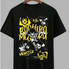 Camisetas Pretas Animes Blusa Naruto Kiubi  Algodão All Might Boku no Hero Camisa Meguru Bachira Blue Lock