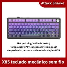 Teclado Mecânico Attack Shark X85 Tri-mode Gasket 75 % Com Botão CNC , Acolchoamento De 5 Camadas , Troca A Quente , Luz