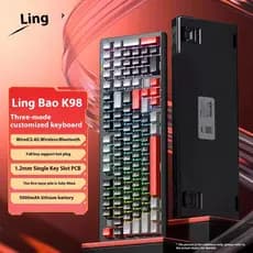 Lingbao K98 Teclado Mecânico Sem Fio Bluetooth Tri-Modo Hot Swap RGB E-sports Junta Estrutura 101-key Para Jogos