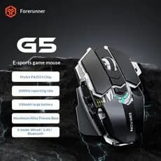 EWEADN G5 Sem Fio Bluetooth Mecânico Gaming Mouse Metal Armadura Design Grande Mão Para Computador Portátil Escritório E