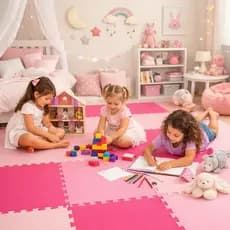 Kit 4,6 e 12 Tatames Infantil 50x50 10mm Tons de Rosa Premium