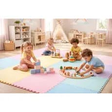 Kit 12 tatames Candy Colors Infantil 50x50 10mm (1cm) Antiderrapante Quarto Brinquedoteca